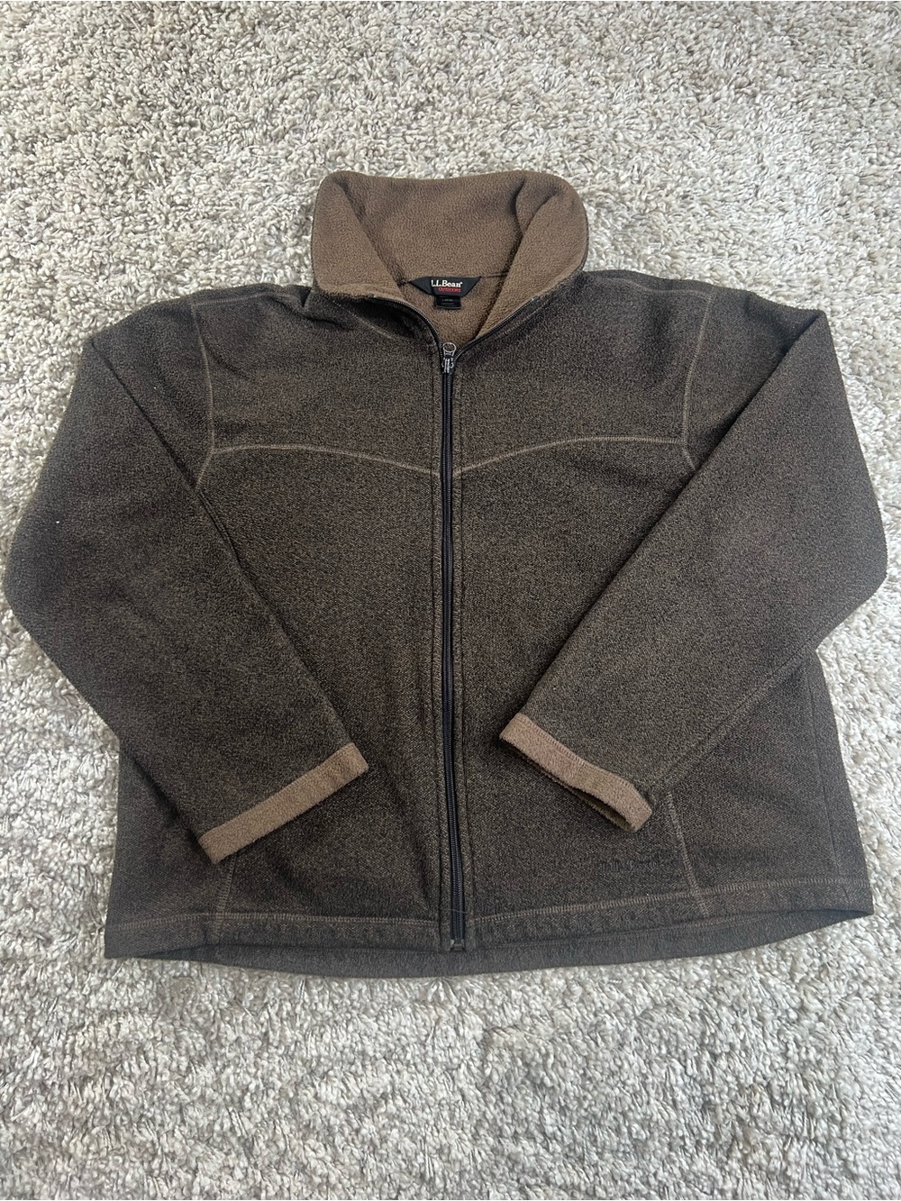 Vintage L.L. Bean Women’s Brown Zip-Up Fleece Jacket Made In USA XL